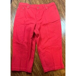 Jeanology Women’s Red Capri Jeans 16W Plus Size Cotton Vintage